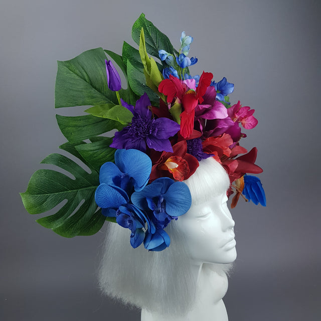 "Lilja" Colourful Hummingbird & Tropical Flower Headdress