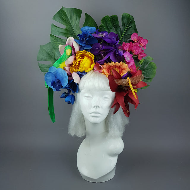 "Raumati" Parrot & Bright Tropical Flower Headpiece