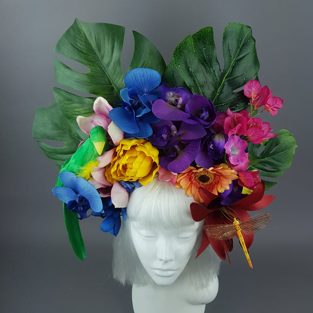 "Raumati" Parrot & Bright Tropical Flower Headpiece