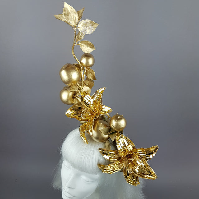 "Fleur de Pomme" Apple & Gold Lily Headpiece