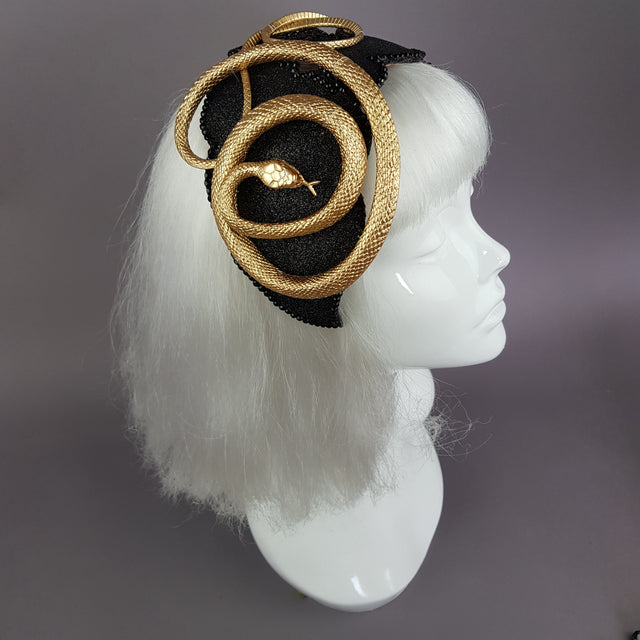 "Beguile" Gold Snake Vintage Style Fascinator Hat