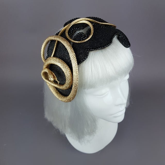 "Beguile" Gold Snake Vintage Style Fascinator Hat