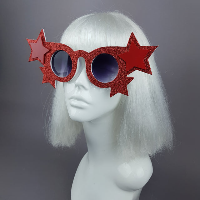 "Tähti" Red Glitter Stars Sunglasses