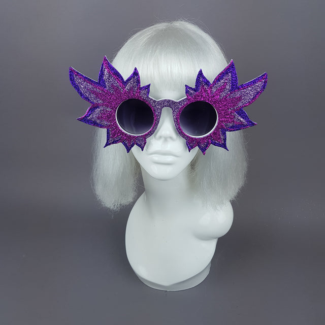 "Fiorire" Large Colourful Glitter Flower Sunglasses