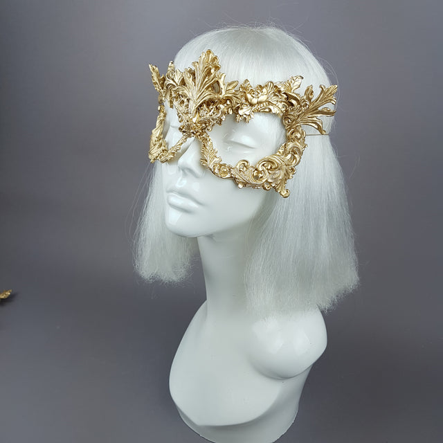 "Apollo" Gold Filigree Halo Headpiece & Mask