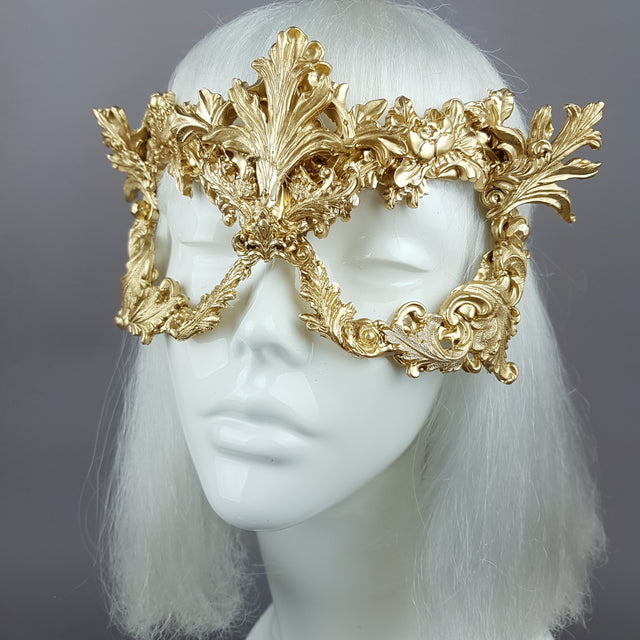 "Apollo" Gold Filigree Halo Headpiece & Mask