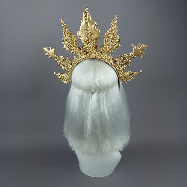 "Apollo" Gold Filigree Halo Headpiece & Mask