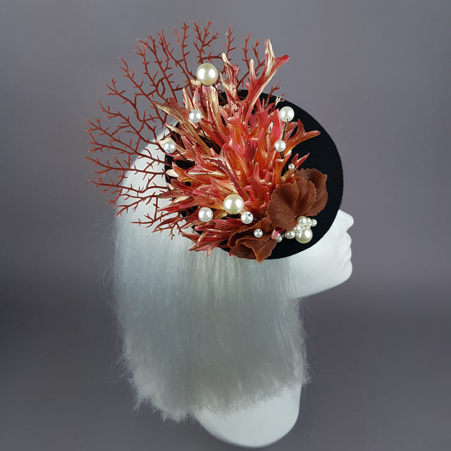"Darya" Coral Mermaid Fascinator Hat