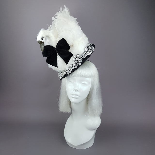 "Leda" Swan & Jewel Fascinator Hat