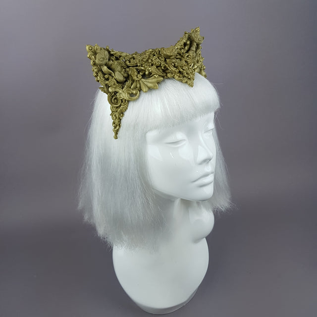 "Kitt" Gold Filigree Cat Ear Headpiece