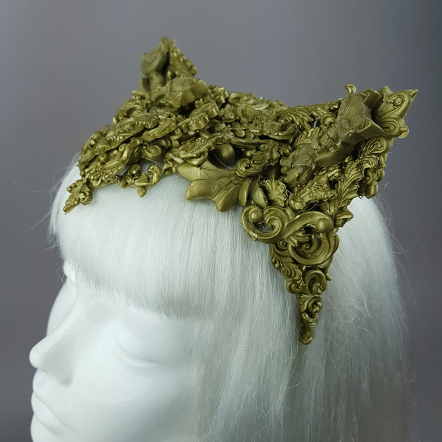 "Kitt" Gold Filigree Cat Ear Headpiece