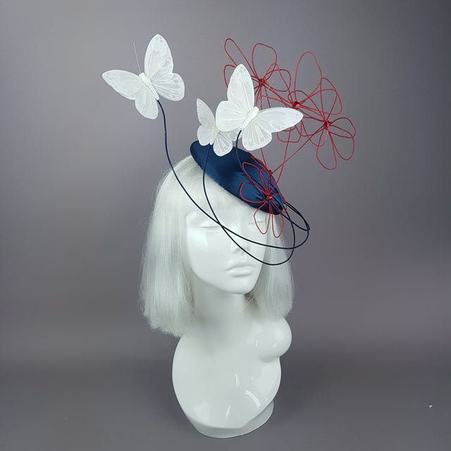 "Melantha" Wire Flower & Butterfly Fascinator Hat