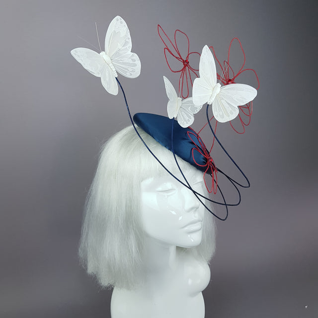 "Melantha" Wire Flower & Butterfly Fascinator Hat