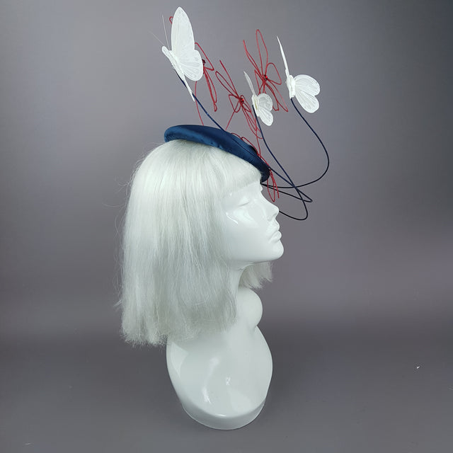 "Melantha" Wire Flower & Butterfly Fascinator Hat