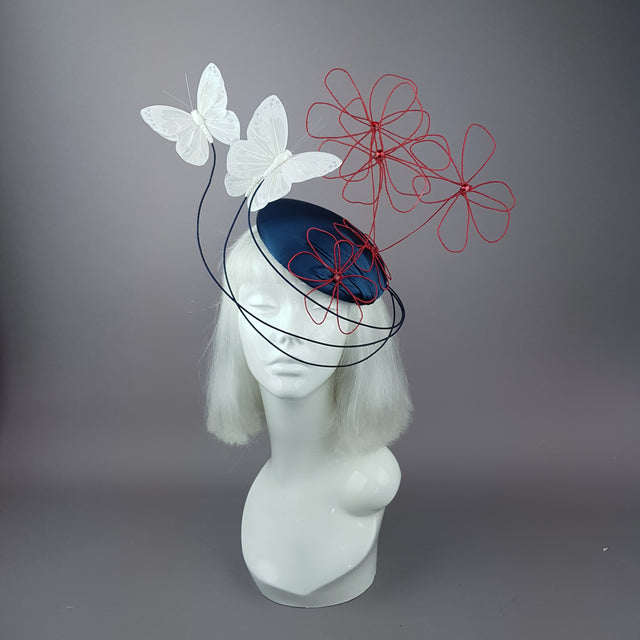 "Melantha" Wire Flower & Butterfly Fascinator Hat