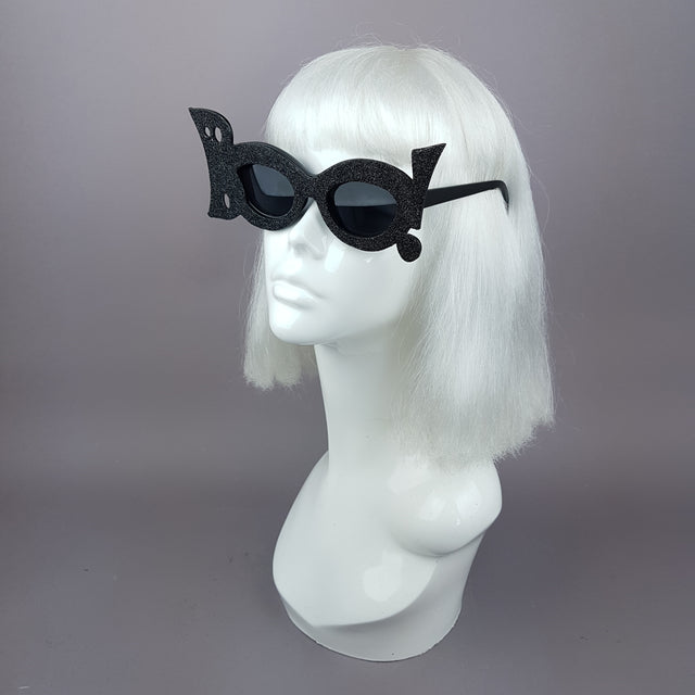 "Boo!" Black Glitter Halloween Ghost Sunglasses