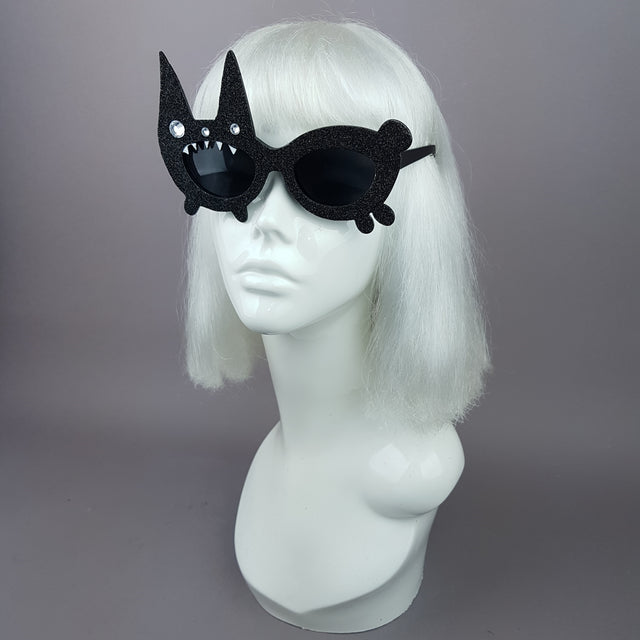 "Buffy" Black Glitter Bunny Rabbit Sunglasses