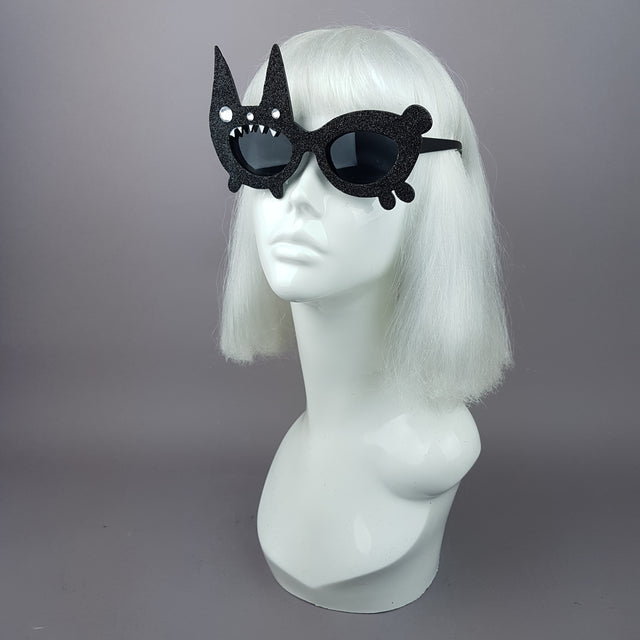 "Buffy" Black Glitter Bunny Rabbit Sunglasses
