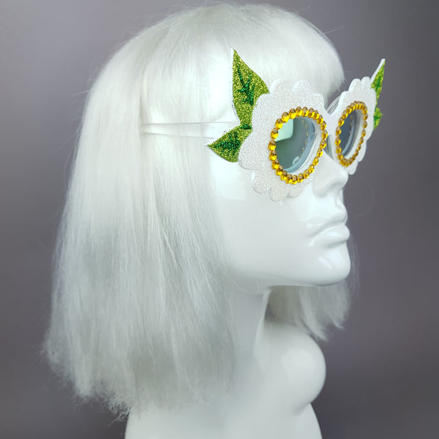 "Luana" Glitter Gem Daisy Flower Sunglasses