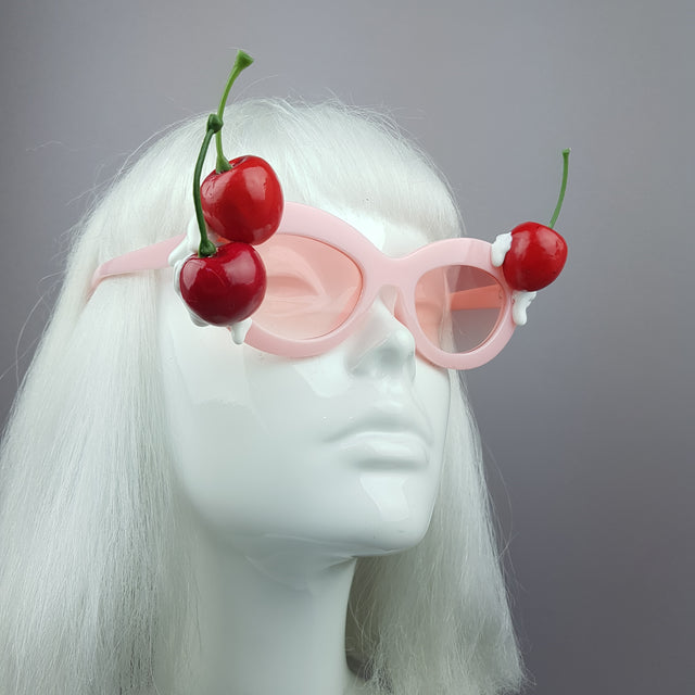 "Cheriko" Cherries & Cream Pink Sunglasses