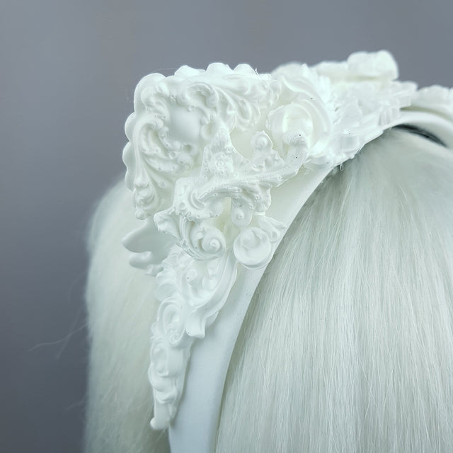 "Faline" White Filigree Cat Ear Headpiece