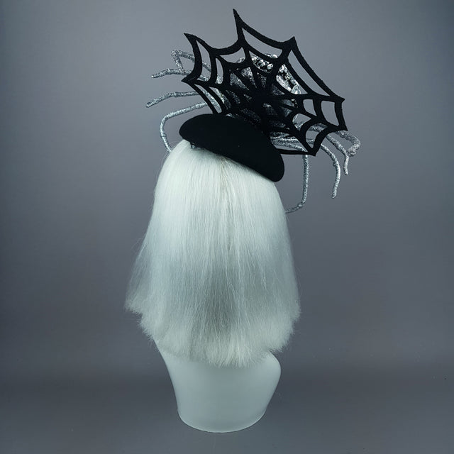 "Lullaby" Silver Jewel Huge Spider Fascinator Hat