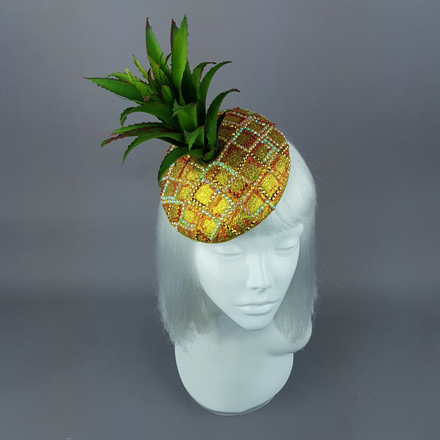 "Do You Like Piña Colada?" Crystal Pineapple Fascinator Hat