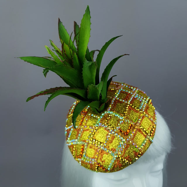 "Do You Like Piña Colada?" Crystal Pineapple Fascinator Hat