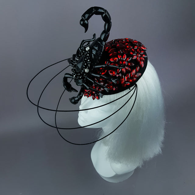 "Nerezza" Giant Scorpion & Red Jewel Fascinator Hat
