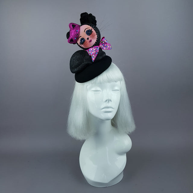 "Izzy" Doll Face Black Kitty Hat