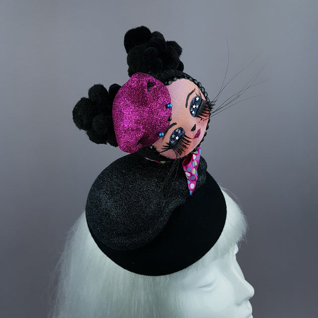 "Izzy" Doll Face Black Kitty Hat