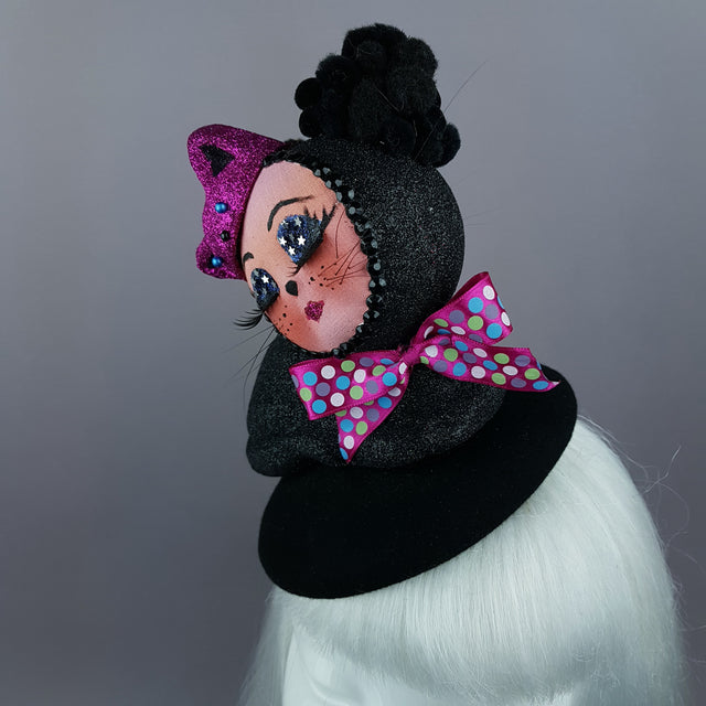 "Izzy" Doll Face Black Kitty Hat