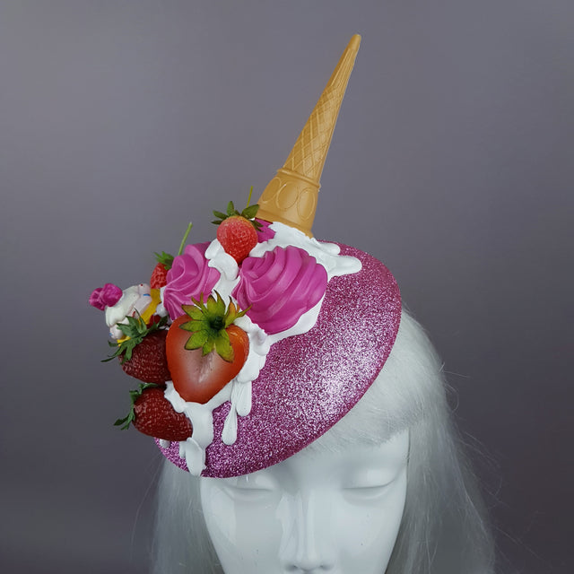 "Lezzetli" Dropped Ice Cream & Strawberry Glitter Hat