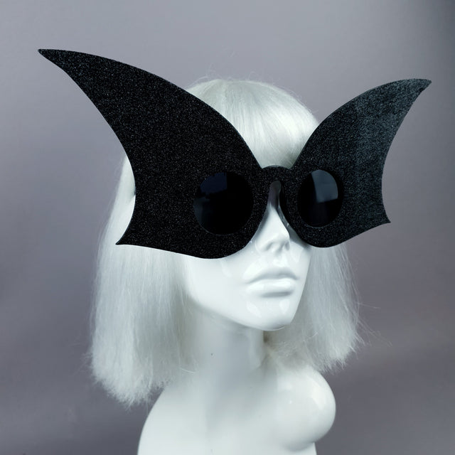 "Eris" Oversized Black Glitter Shaped Sunglasses