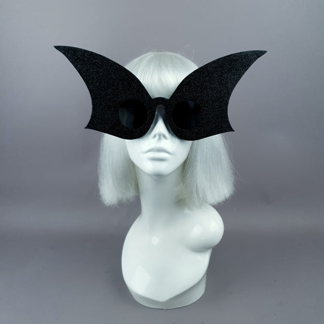"Eris" Oversized Black Glitter Shaped Sunglasses