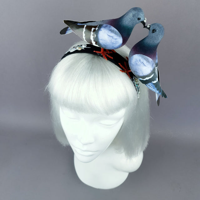 "Wabi-Sabi" Whimsical Pigeons in Love Poop Headband