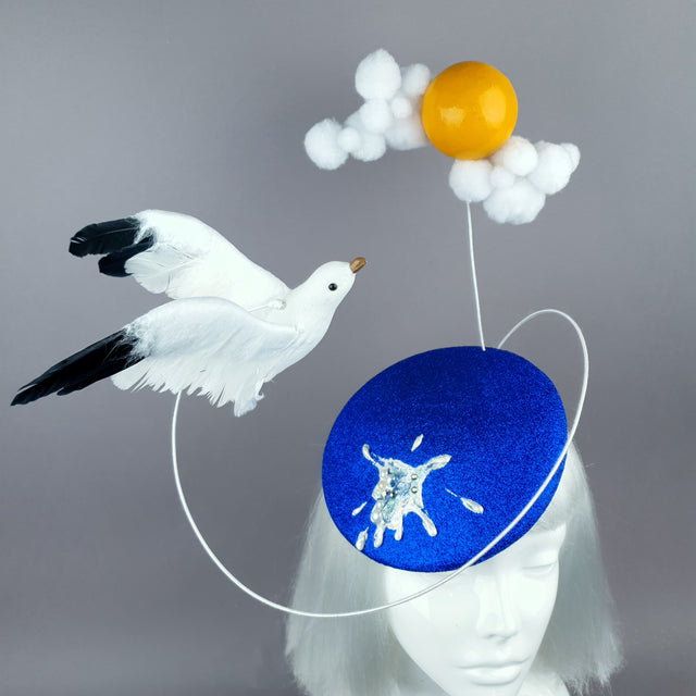 "Lokki" Kitsch Glitter Seagull Poop Fascinator Hat