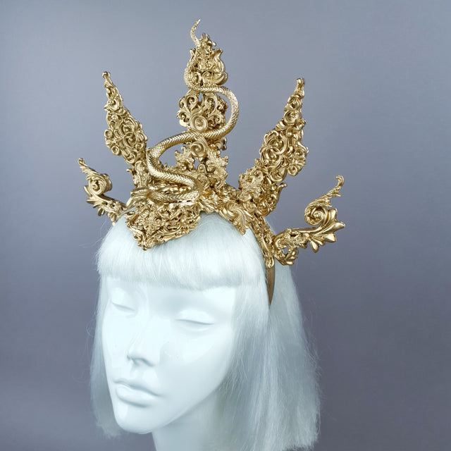 "Minoan" Gold Filigree Snake Halo Headpiece