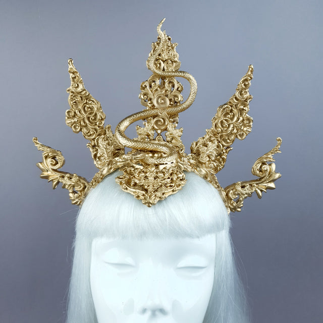 "Minoan" Gold Filigree Snake Halo Headpiece