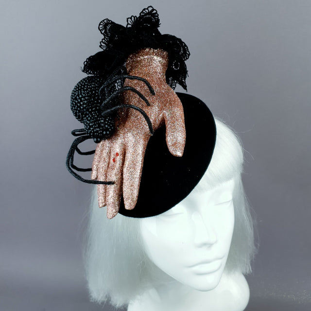 "Dearly Departed" Crystal Spider & Hand Halloween Hat