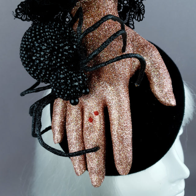 "Dearly Departed" Crystal Spider & Hand Halloween Hat