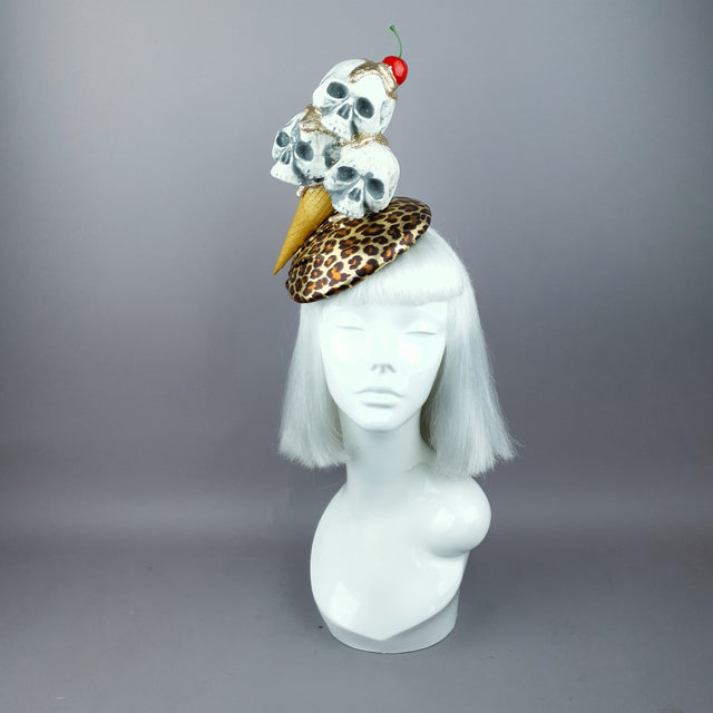 "Sweet as Hell" Skull Ice-cream, Cherry & Leopard Print Hat