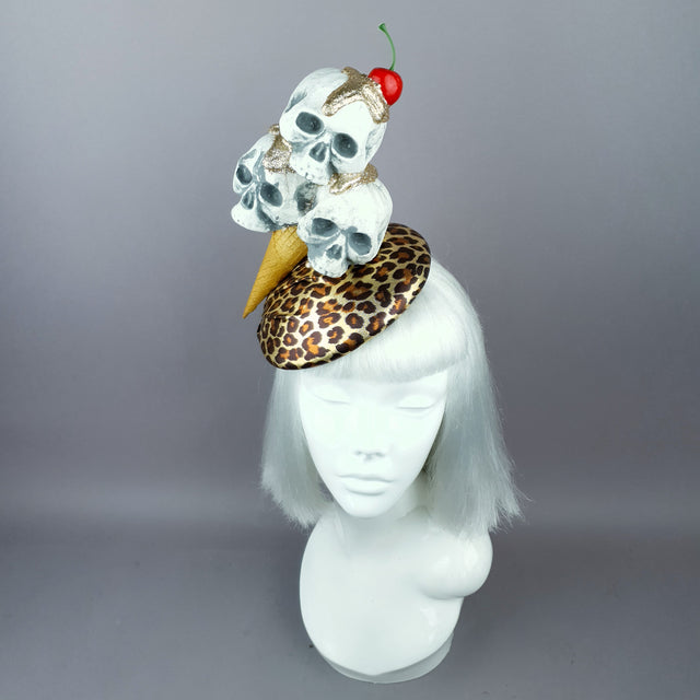 "Sweet as Hell" Skull Ice-cream, Cherry & Leopard Print Hat
