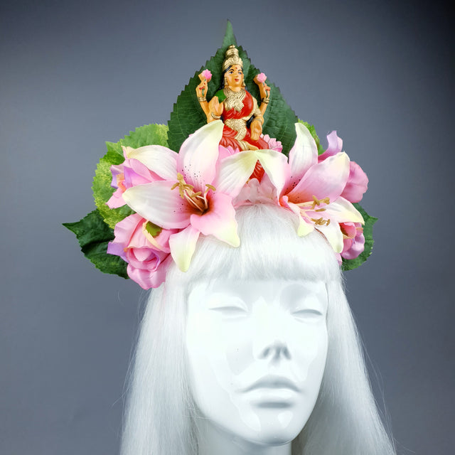 Pink Flower Headdress with Lakshmi