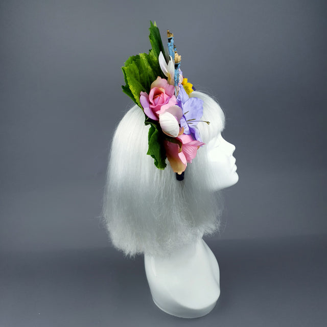 Colourful Flower Headdress with 3 Krishnas