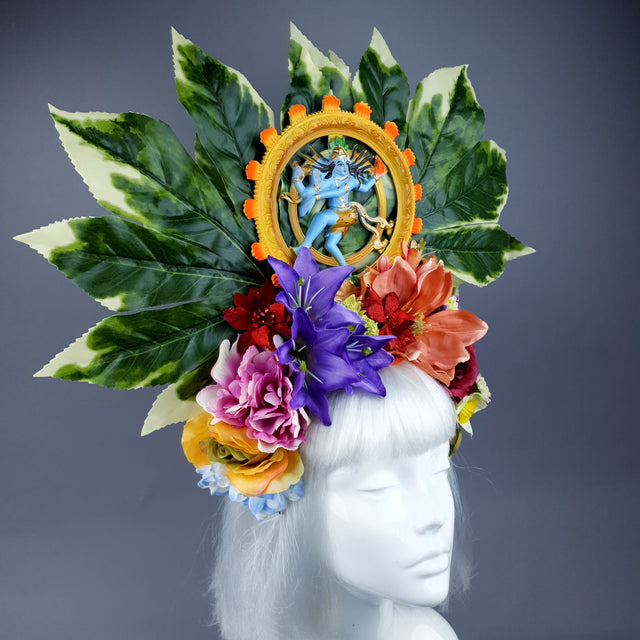 Extra Large Flower Headdress with Nataraja