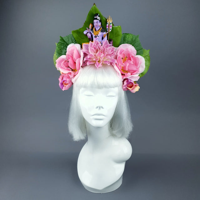 Pink Flower Headdress with Shiva