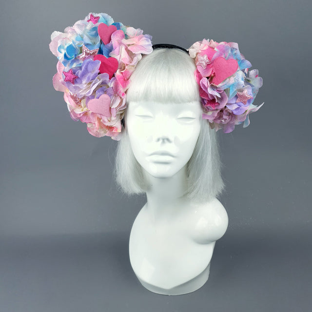 Pink & Blue Hydrangea Flower, Hearts & Stars Headdress 28