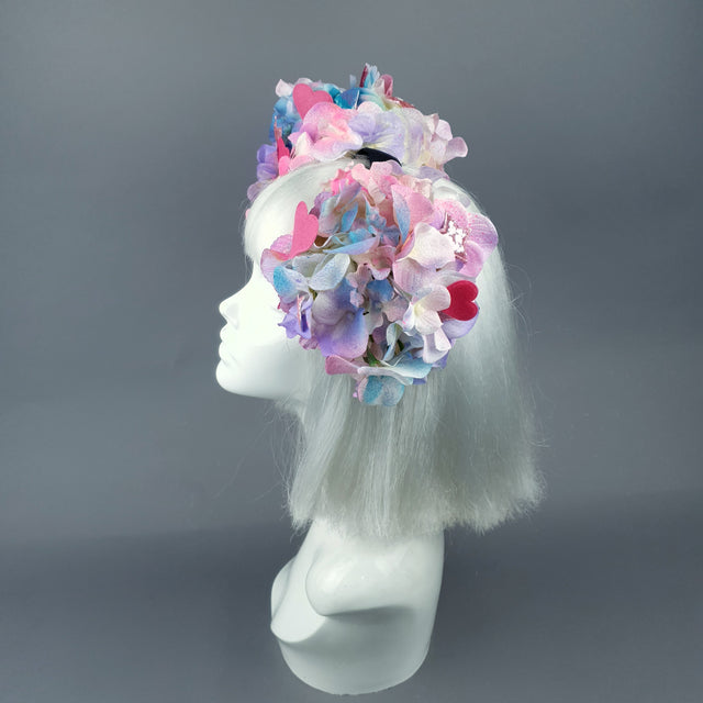 Pink & Blue Hydrangea Flower, Hearts & Stars Headdress 28