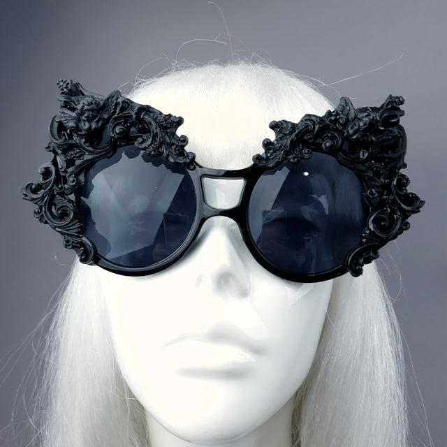 "Selima" Black Filigree Ornate Sunglasses